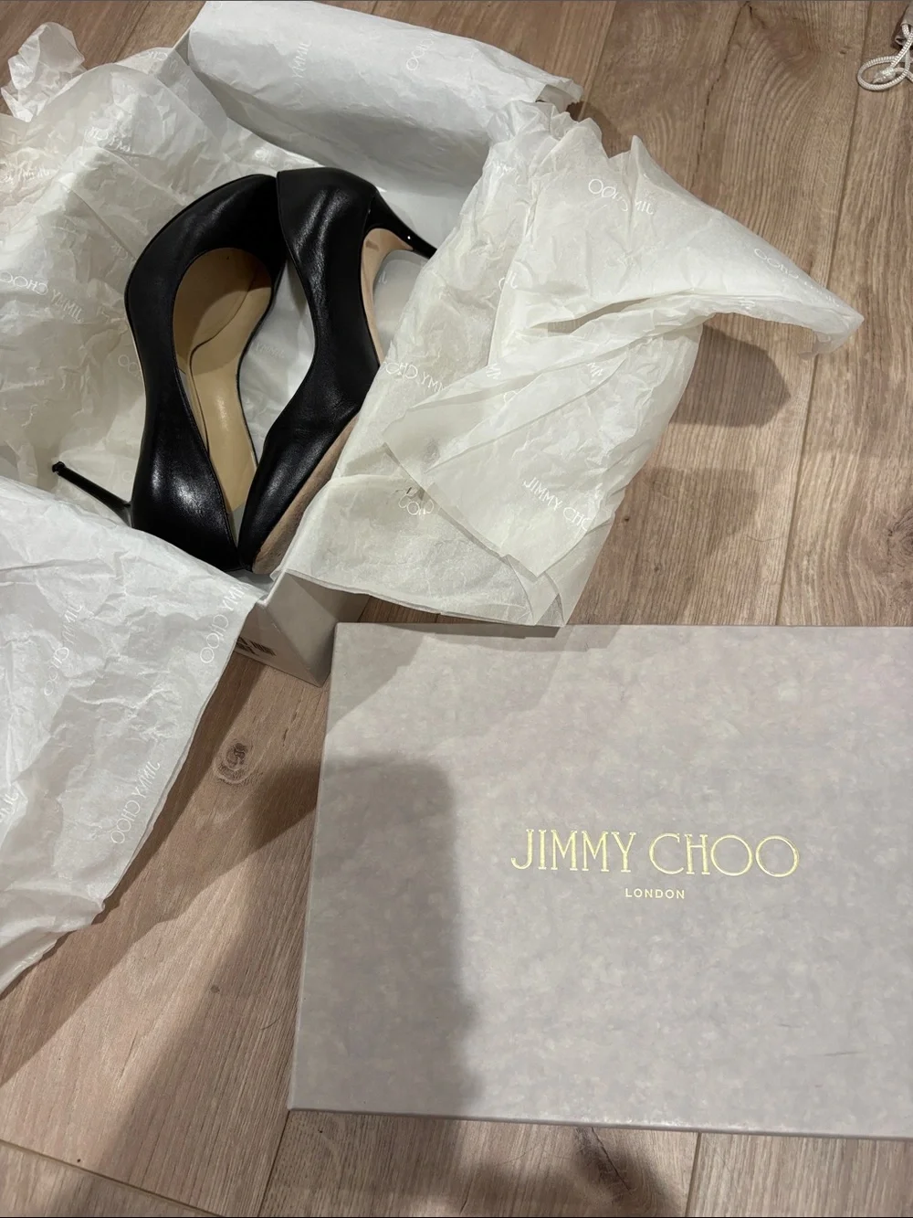 Jimmy Choo Black Leather Round-Toe Pumps